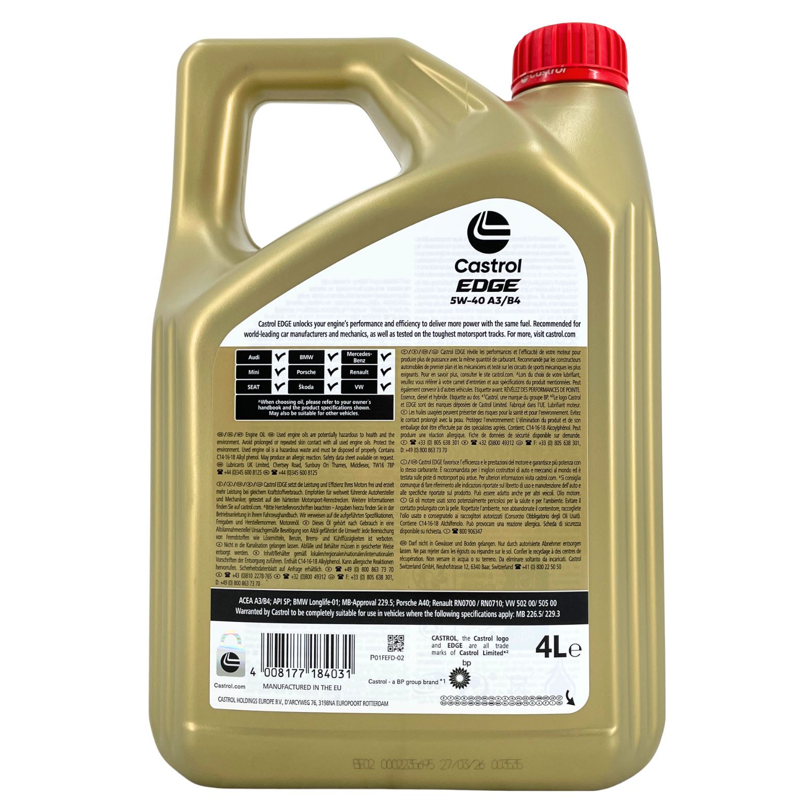 Castrol Edge 5W-40 A3/B4 4 Liter