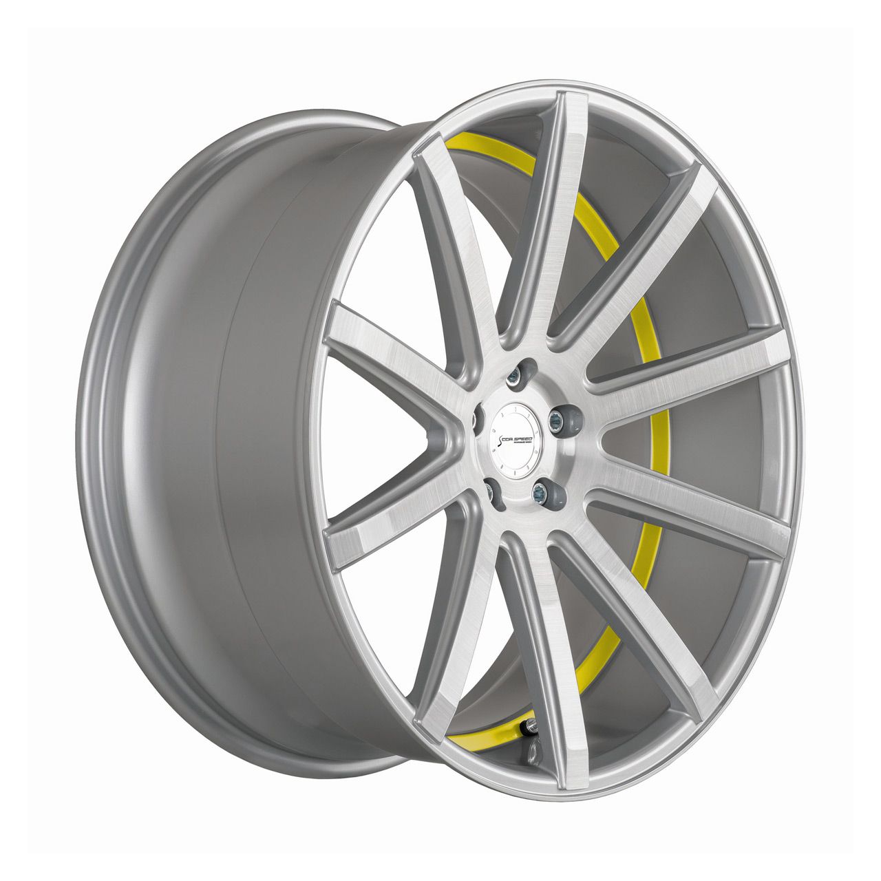 CORSPEED DEVILLE Silver-brushed-Surface/ undercut Color Trim gelb 10.5Jx21 5x108 ET45