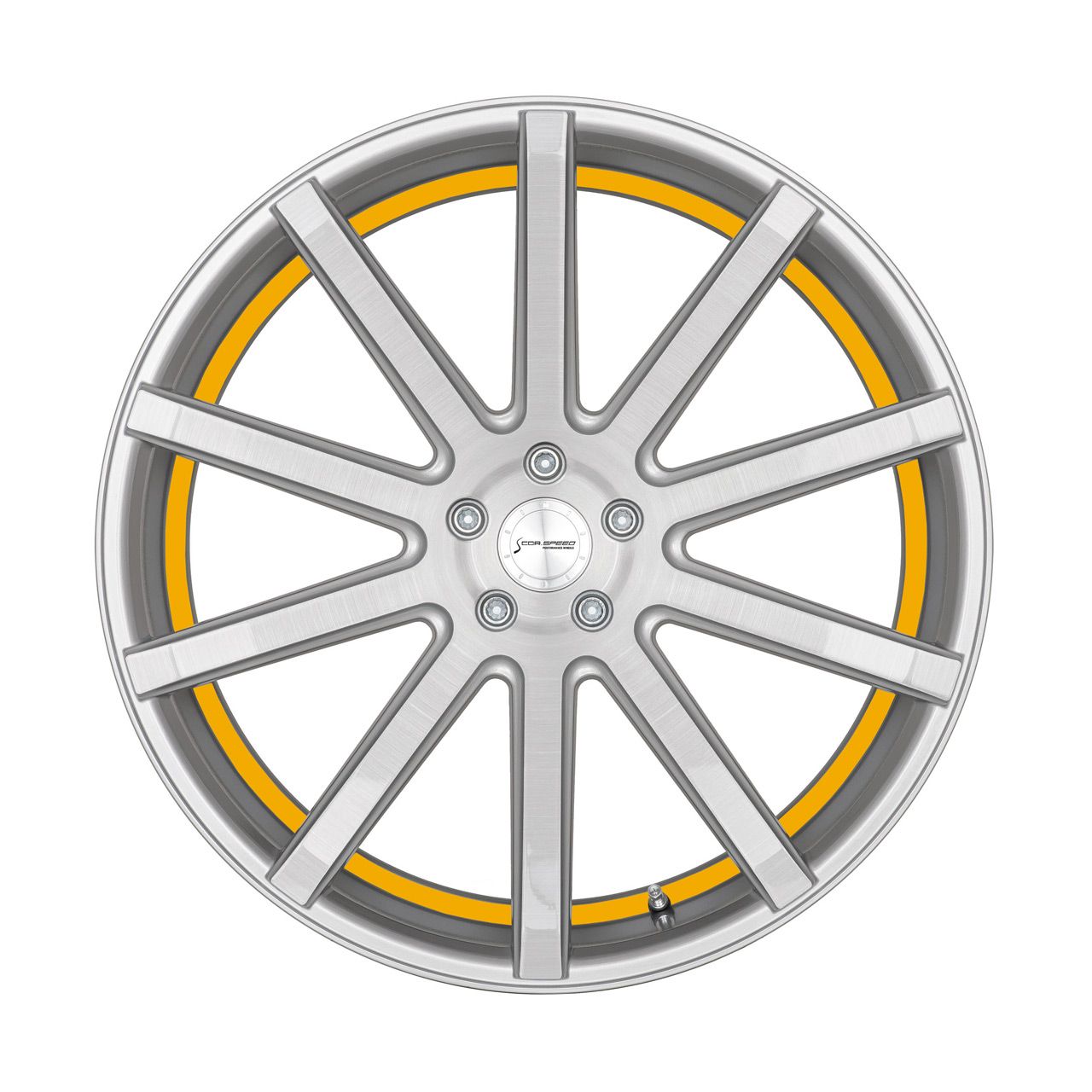 CORSPEED DEVILLE Silver-brushed-Surface/ undercut Color Trim gelb 10.5Jx21 5x108 ET45
