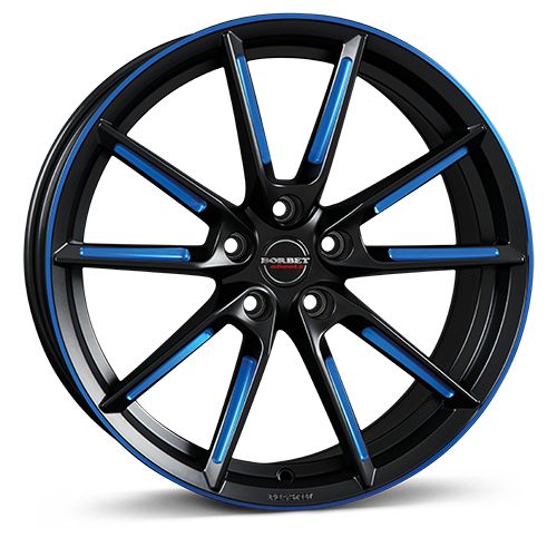 BORBET DESIGN LX black matt spoke rim blue polished 8.5Jx20 5x112 ET40