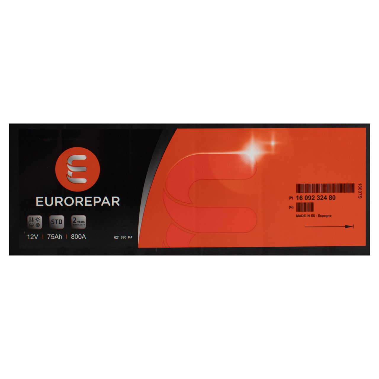 EUROREPAR STD Batterie Autobatterie Starterbatterie 12V 75Ah 800A/EN 1609232480