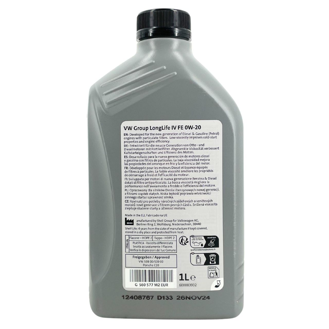 Original VW Audi Seat Skoda LongLife IV FE SAE 0W-20 508.00 / 509.00 1 Liter