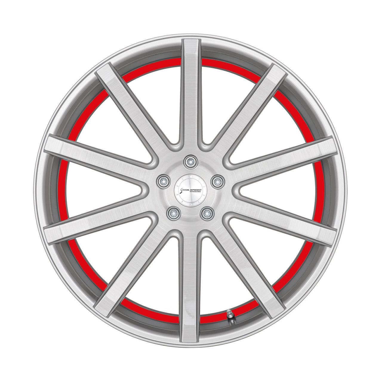 CORSPEED DEVILLE Silver-brushed-Surface/ undercut Color Trim rot 10.5Jx21 5x108 ET45