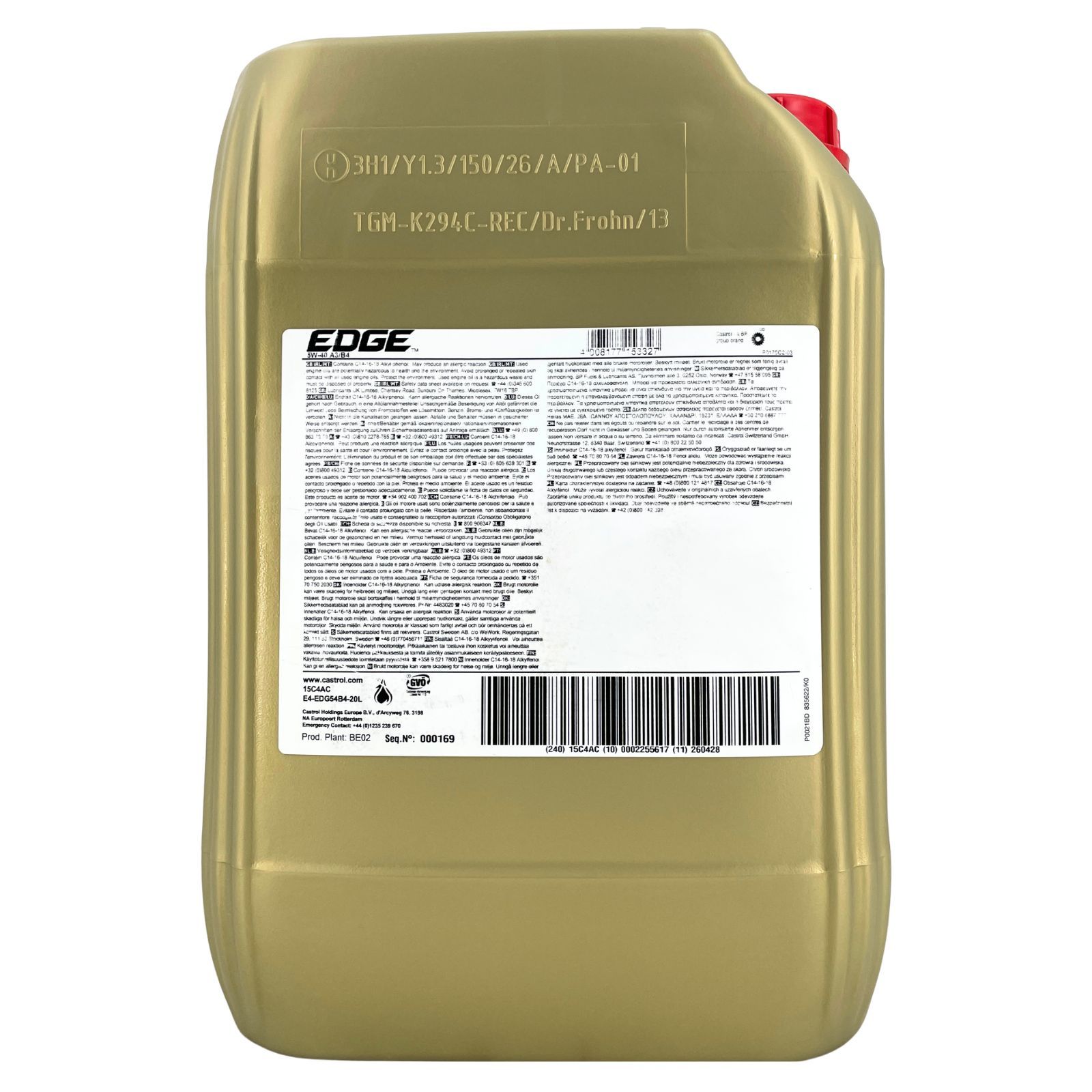 Castrol Edge 5W-40 A3/B4 20 Liter