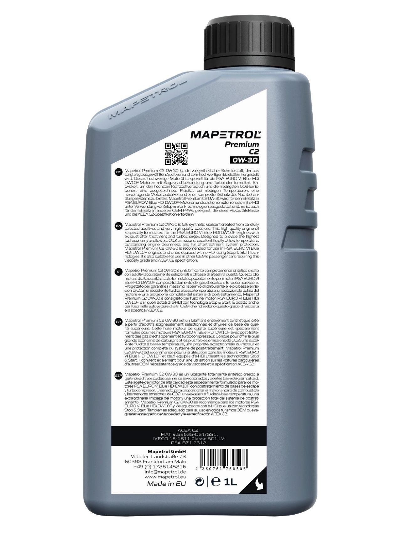 Mapetrol Premium C2 0W-30 1 Liter